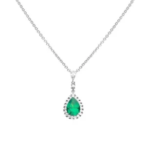 Green Teardrop With Pave Surround Necklace N4465 Diamonfire Jewellery