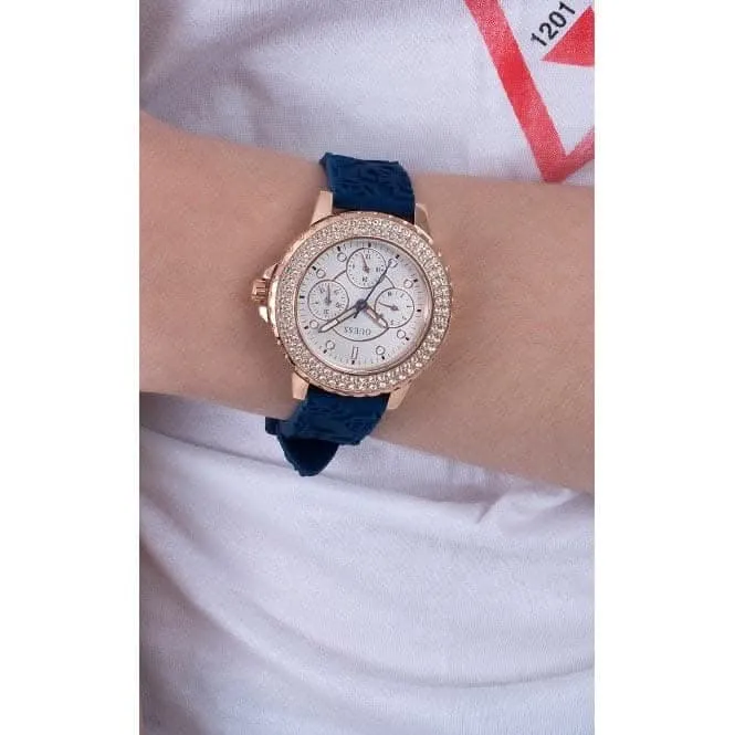 Guess Ladies Crown Jewel Silicone Rose Gold Watch GW0411L2