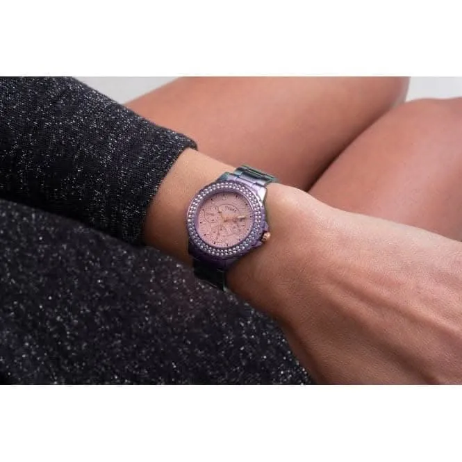 Guess Ladies Crown Jewel Stainless Steel Iridescent Watch GW0410L4