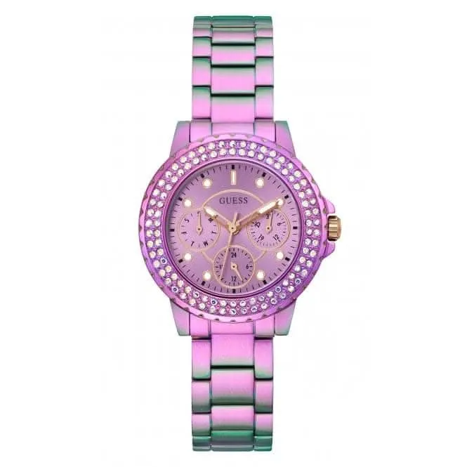 Guess Ladies Crown Jewel Stainless Steel Iridescent Watch GW0410L4
