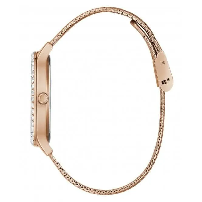 Guess Ladies Soiree Stainless Steel Mesh Rose Gold Watch GW0402L3