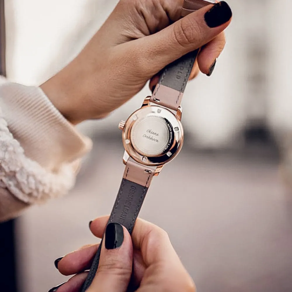 Jewelry Aries Watches ARIES GOLD URBAN ETERNAL ROSE GOLD STAINLESS STEEL L 1028 RG-BEI DUSTY PINK LEATHER STRAP WOMEN'S WATCH