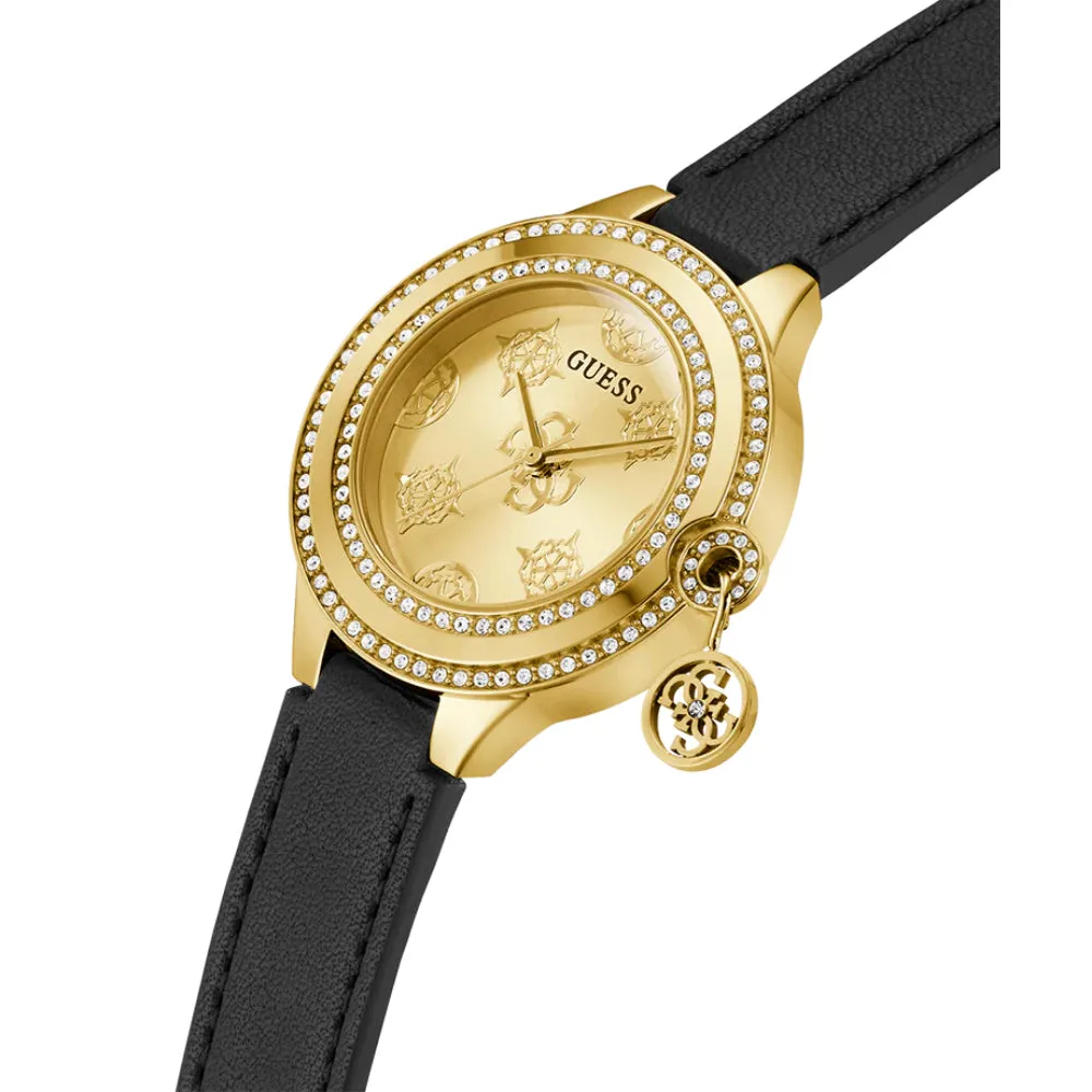 Jewelry Guess Watches Guess Analog Black Leather Strap Women Watch GW0684L3