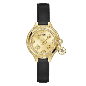 Jewelry Guess Watches Guess Analog Black Leather Strap Women Watch GW0684L3