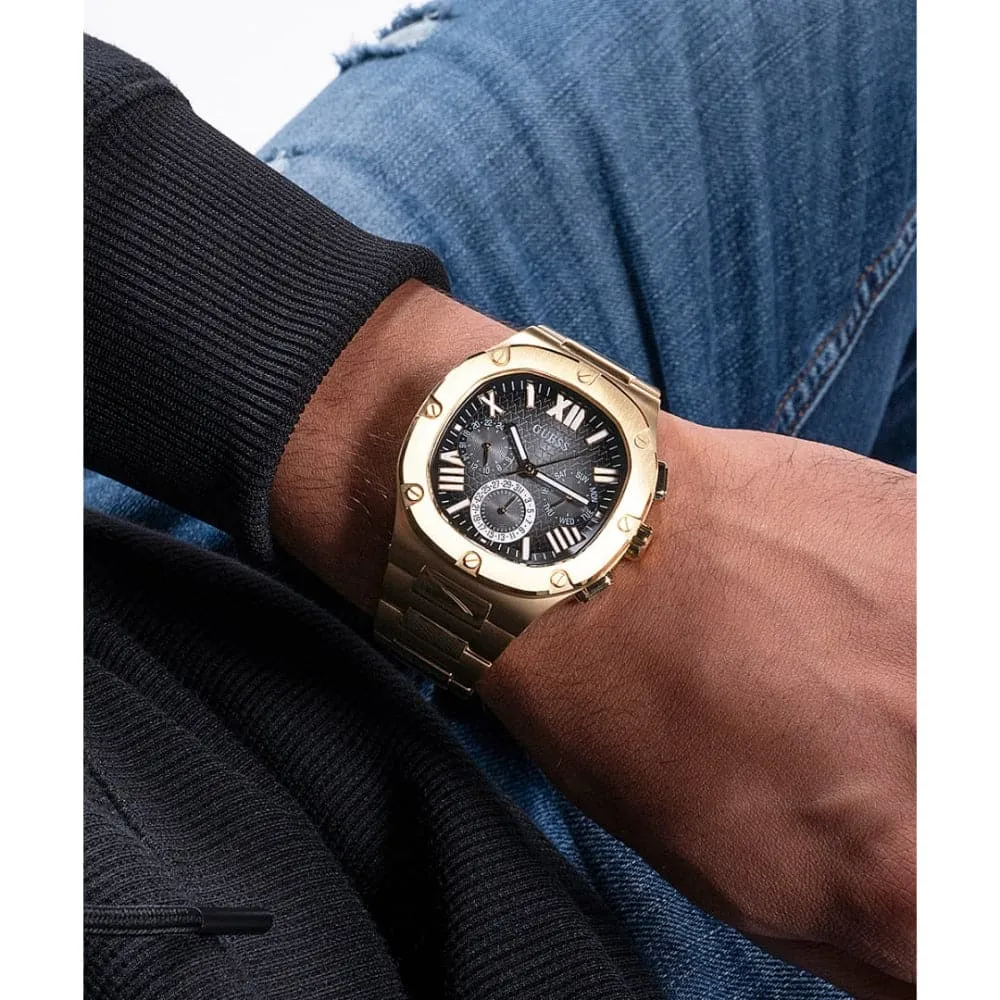 Jewelry Guess Watches Guess Chronograph Black Dial Gold Stainless Steel Strap Men Watch GW0572G2