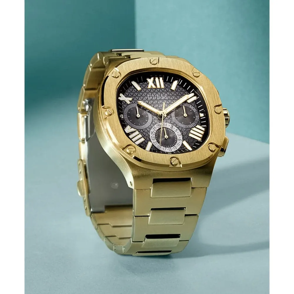Jewelry Guess Watches Guess Chronograph Black Dial Gold Stainless Steel Strap Men Watch GW0572G2