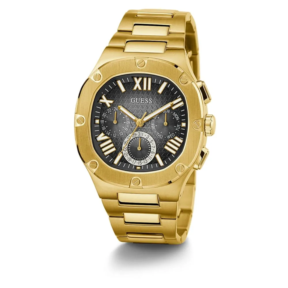 Jewelry Guess Watches Guess Chronograph Black Dial Gold Stainless Steel Strap Men Watch GW0572G2