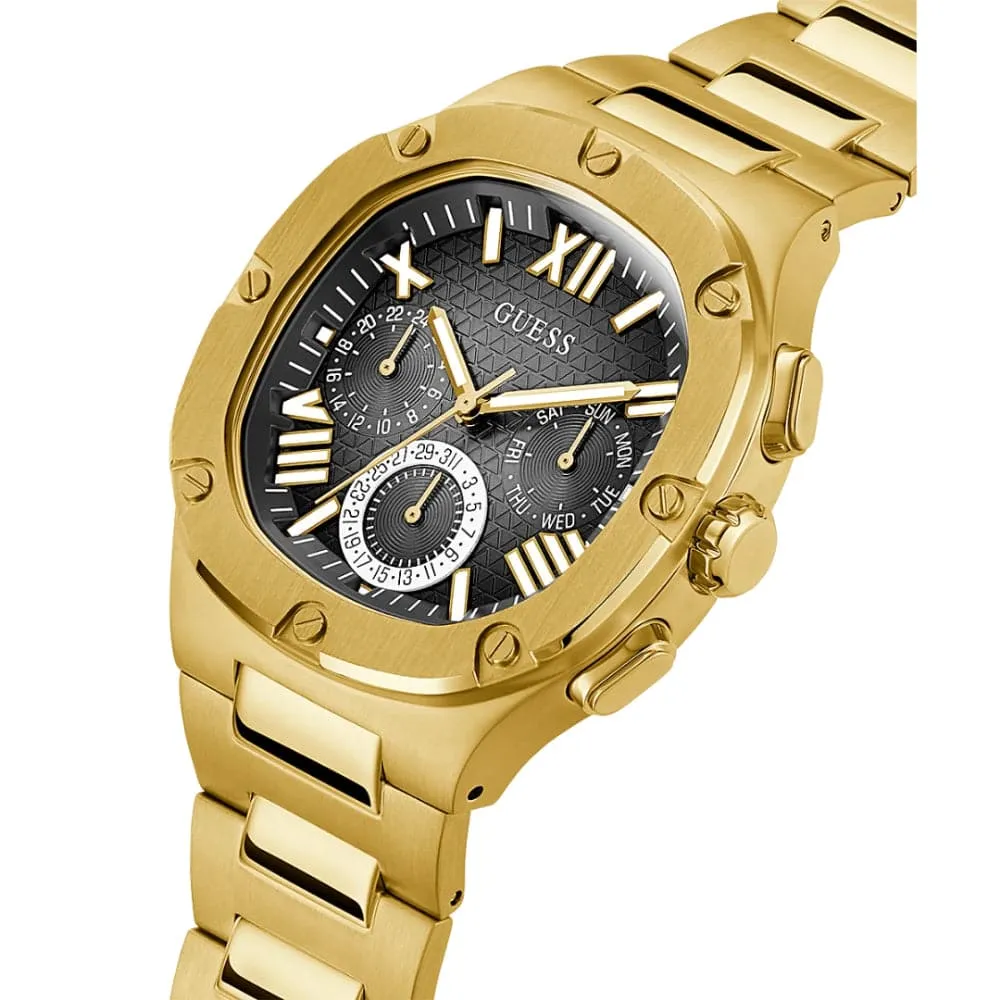 Jewelry Guess Watches Guess Chronograph Black Dial Gold Stainless Steel Strap Men Watch GW0572G2
