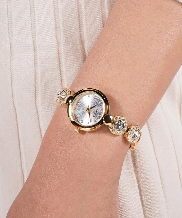 Jewelry Guess Watches GUESS GOLD TONE CRYSTAL LINKS LADIES WATCH GW0757L2