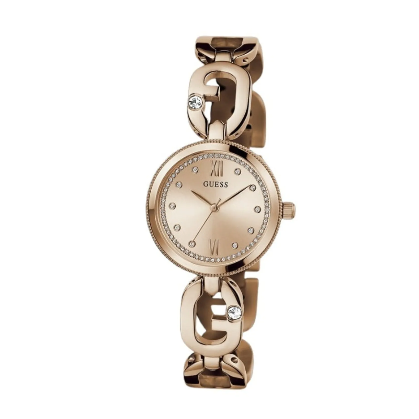 Jewelry Guess Watches Guess Ladies Rose Gold Tone G-Links Analog Watch GW0759L3
