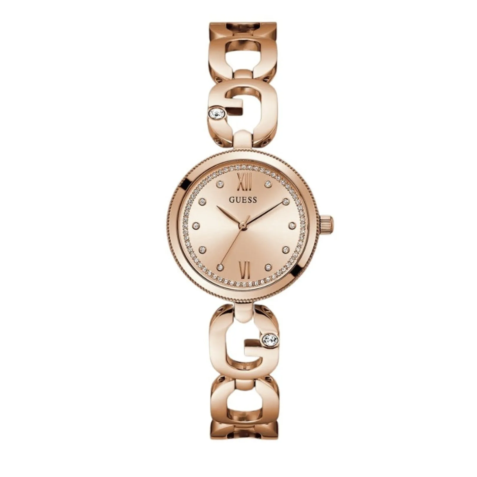 Jewelry Guess Watches Guess Ladies Rose Gold Tone G-Links Analog Watch GW0759L3