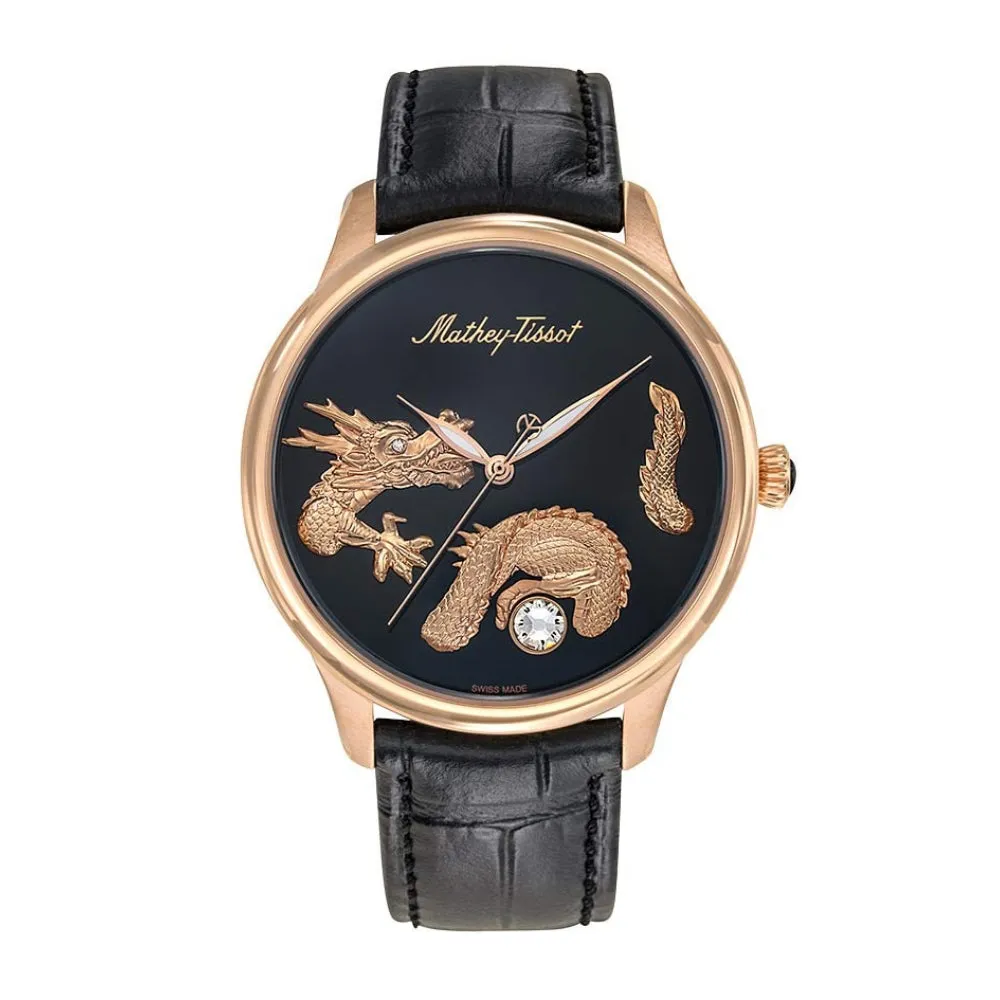 Jewelry Mathey-Tissot Watches Mathey-Tissot City Leather Collection Edmond Automatic Handcrafted Dragon Men's Watch