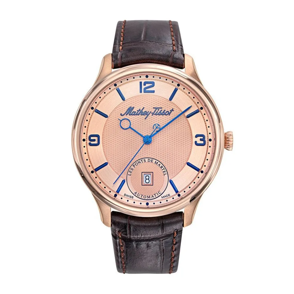 Jewelry Mathey-Tissot Watches Mathey-Tissot Edmond Automatic 3D Brown Strap Leather Men's Watch AC1886PSL