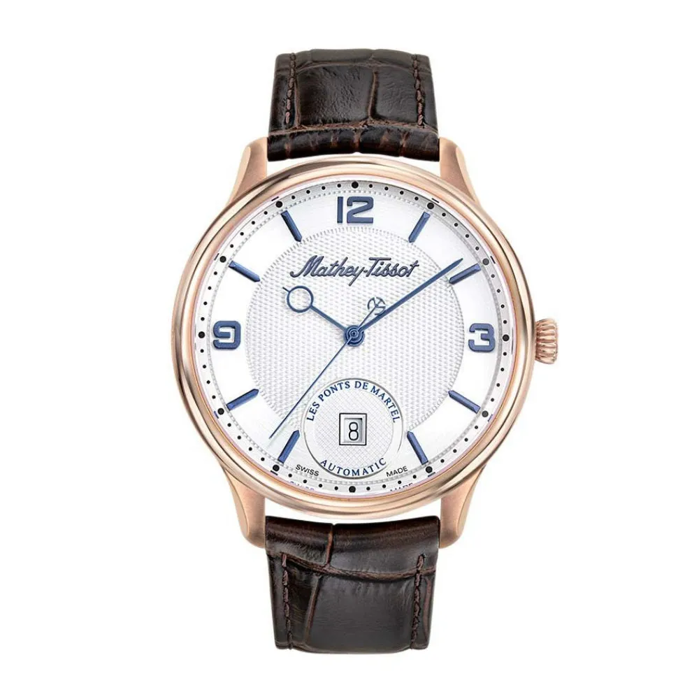 Jewelry Mathey-Tissot Watches Mathey-Tissot Edmond Automatic 3D Brown Strap Leather Men's Watch