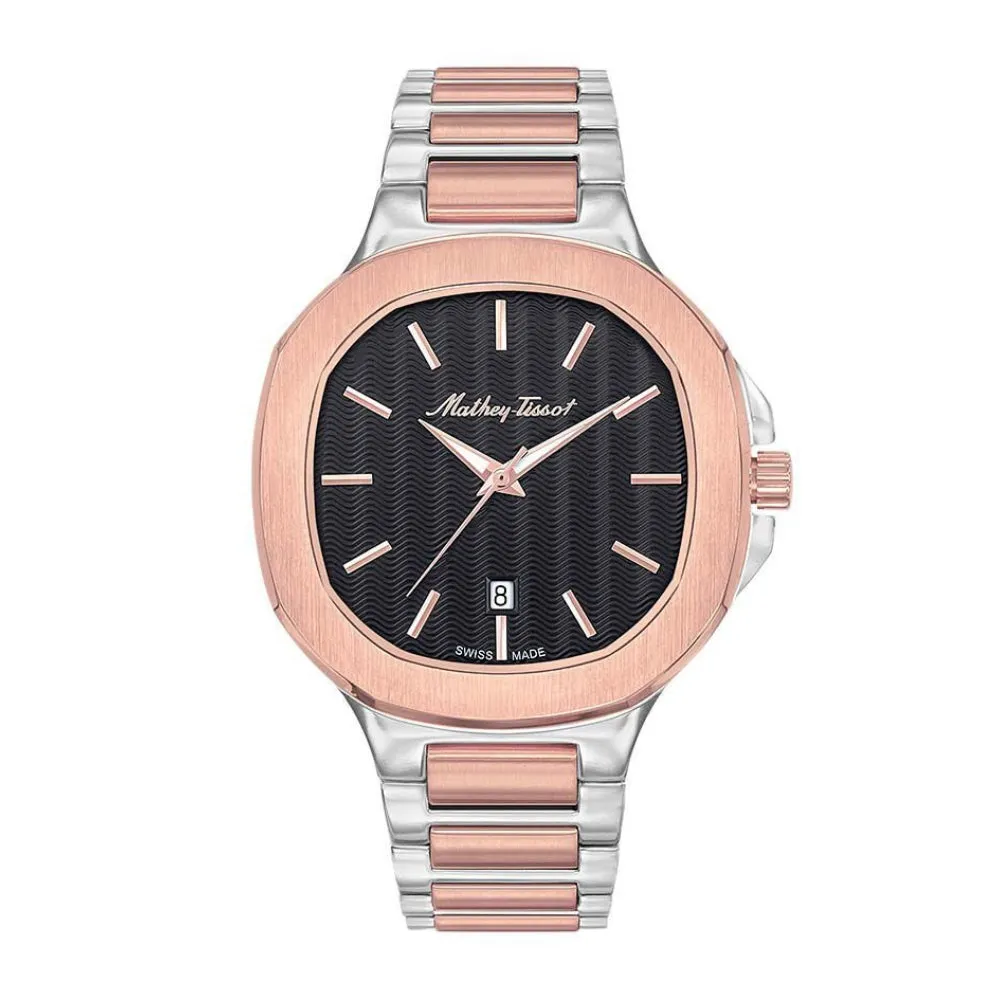 Jewelry Mathey-Tissot Watches Mathey-Tissot Evasion Collection Two-Tone Rose Gold Strap Men's Watch