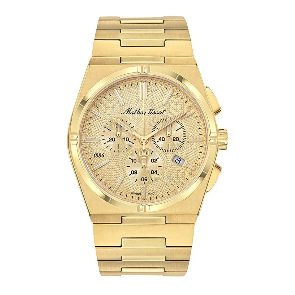 Jewelry Mathey-Tissot Watches Mathey-Tissot Zeus Chrono Collection Yellow Gold Men's Watch H118CHPDI