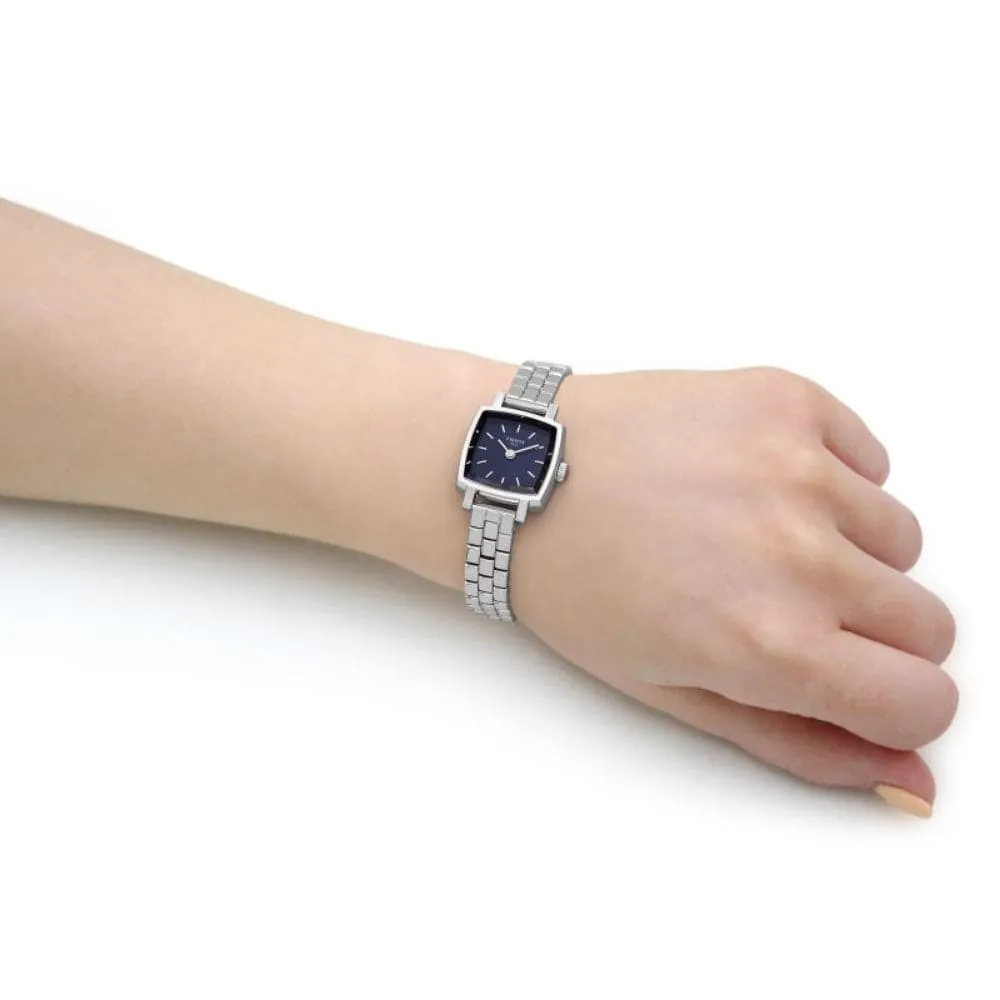 Jewelry Tissot Watches Tissot Lovely Square Blue Dial Silver Stainless Steel Strap Women Watch T0581091104101
