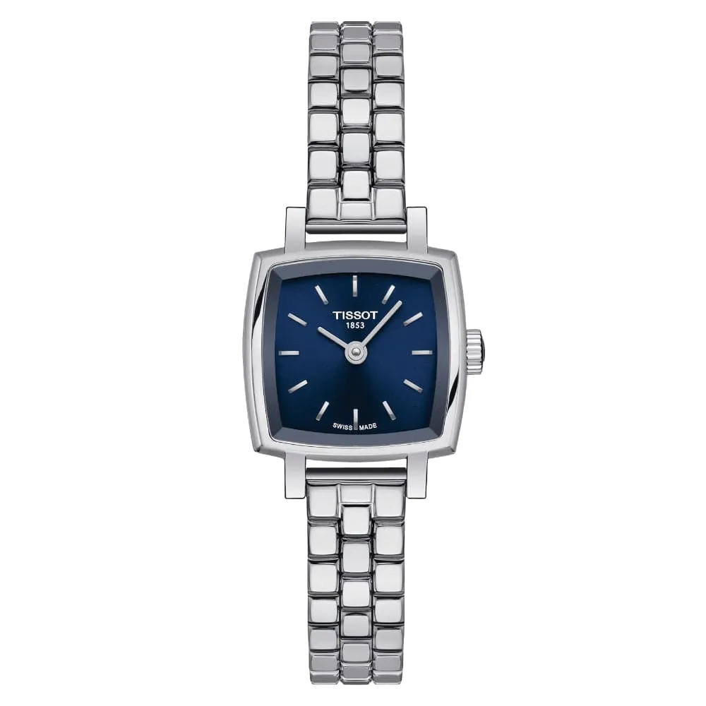 Jewelry Tissot Watches Tissot Lovely Square Blue Dial Silver Stainless Steel Strap Women Watch T0581091104101