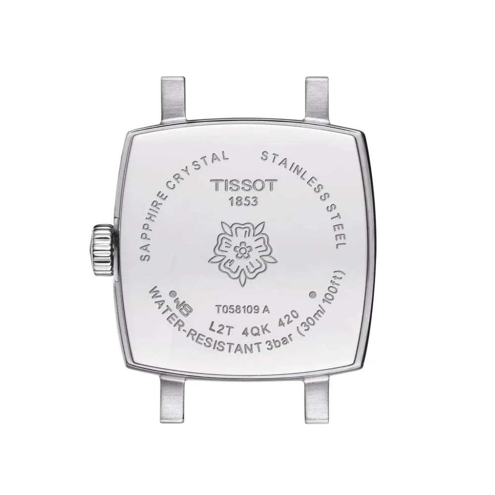 Jewelry Tissot Watches Tissot Lovely Square Blue Dial Silver Stainless Steel Strap Women Watch T0581091104101