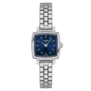 Jewelry Tissot Watches Tissot Lovely Square Blue Dial Silver Stainless Steel Strap Women Watch T0581091104101