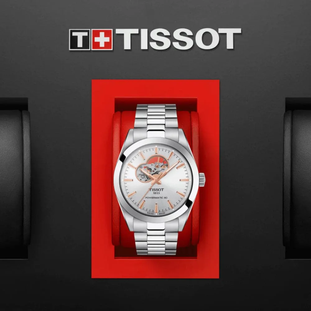 Jewelry Tissot Watches Tissot Powermatic Open Heart Silver Dial Stainless Steel Men Watch T1274071103101