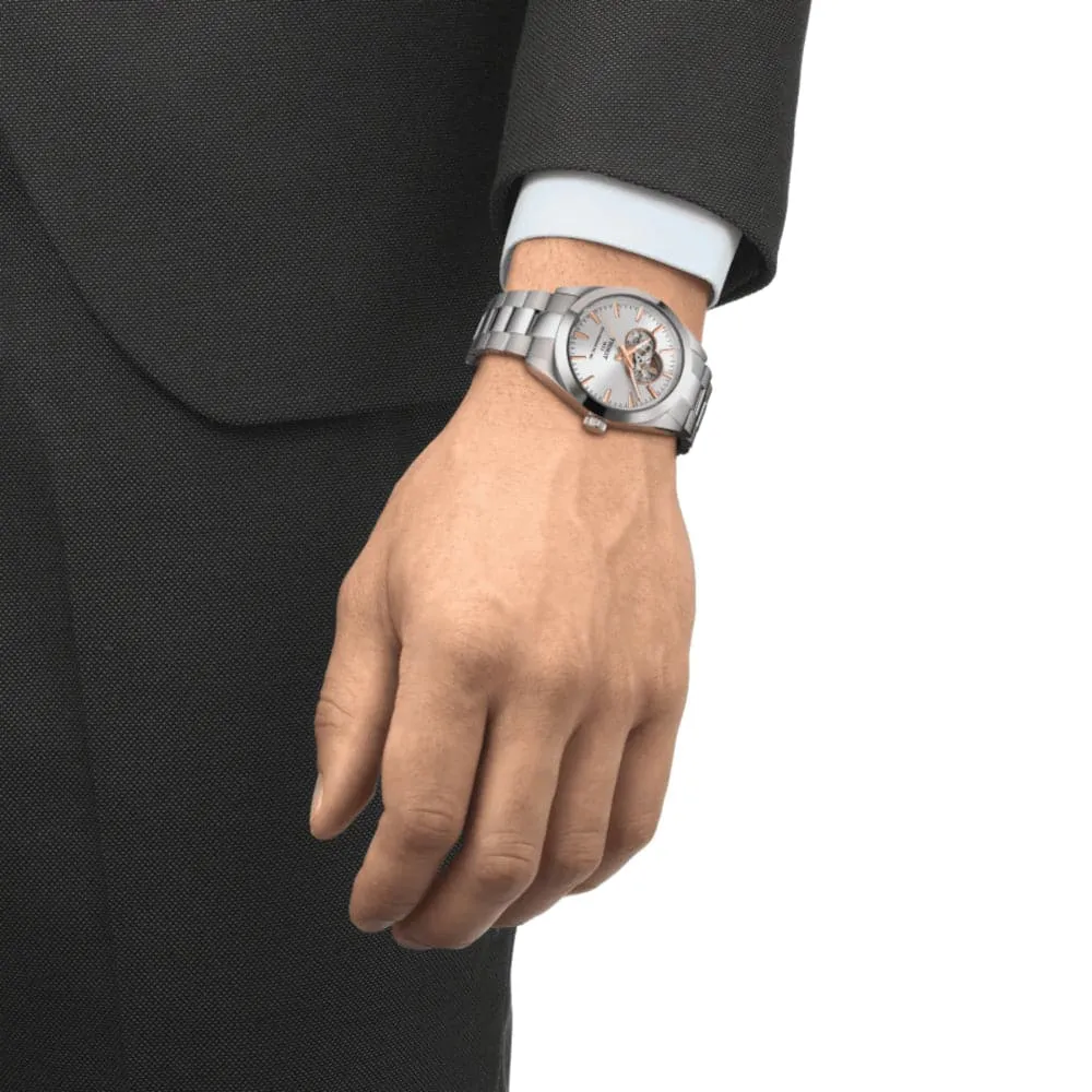 Jewelry Tissot Watches Tissot Powermatic Open Heart Silver Dial Stainless Steel Men Watch T1274071103101