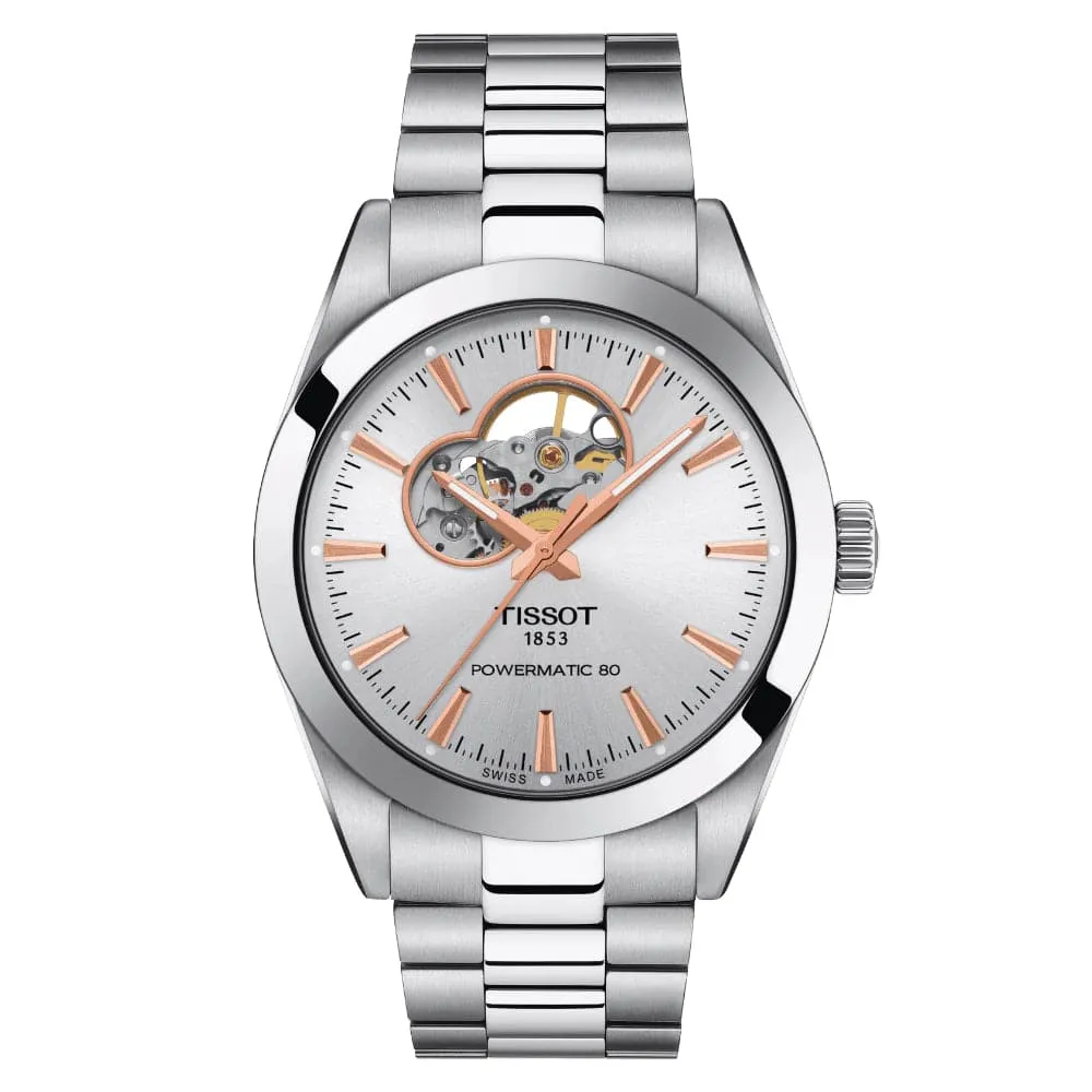 Jewelry Tissot Watches Tissot Powermatic Open Heart Silver Dial Stainless Steel Men Watch T1274071103101