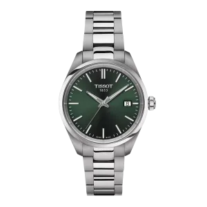 Jewelry Tissot Watches TISSOT PR 100 QUARTZ 34mm GREEN DIAL STEEL WATCH T1502101109100