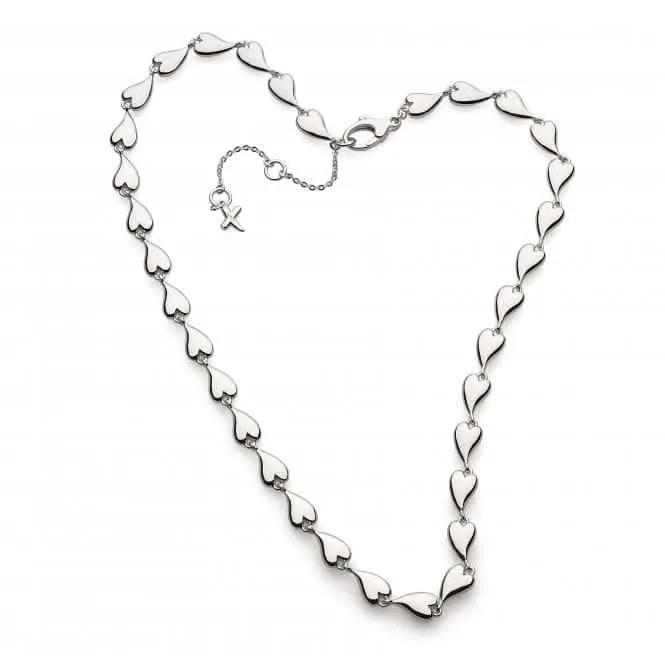 Kit Heath Desire Kiss Rhodium Plate Linking Hearts 17" Necklace 90LK Kit Heath Jewelry And Accessories