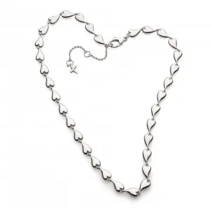 Kit Heath Desire Kiss Rhodium Plate Linking Hearts 17" Necklace 90LK Kit Heath Jewelry And Accessories