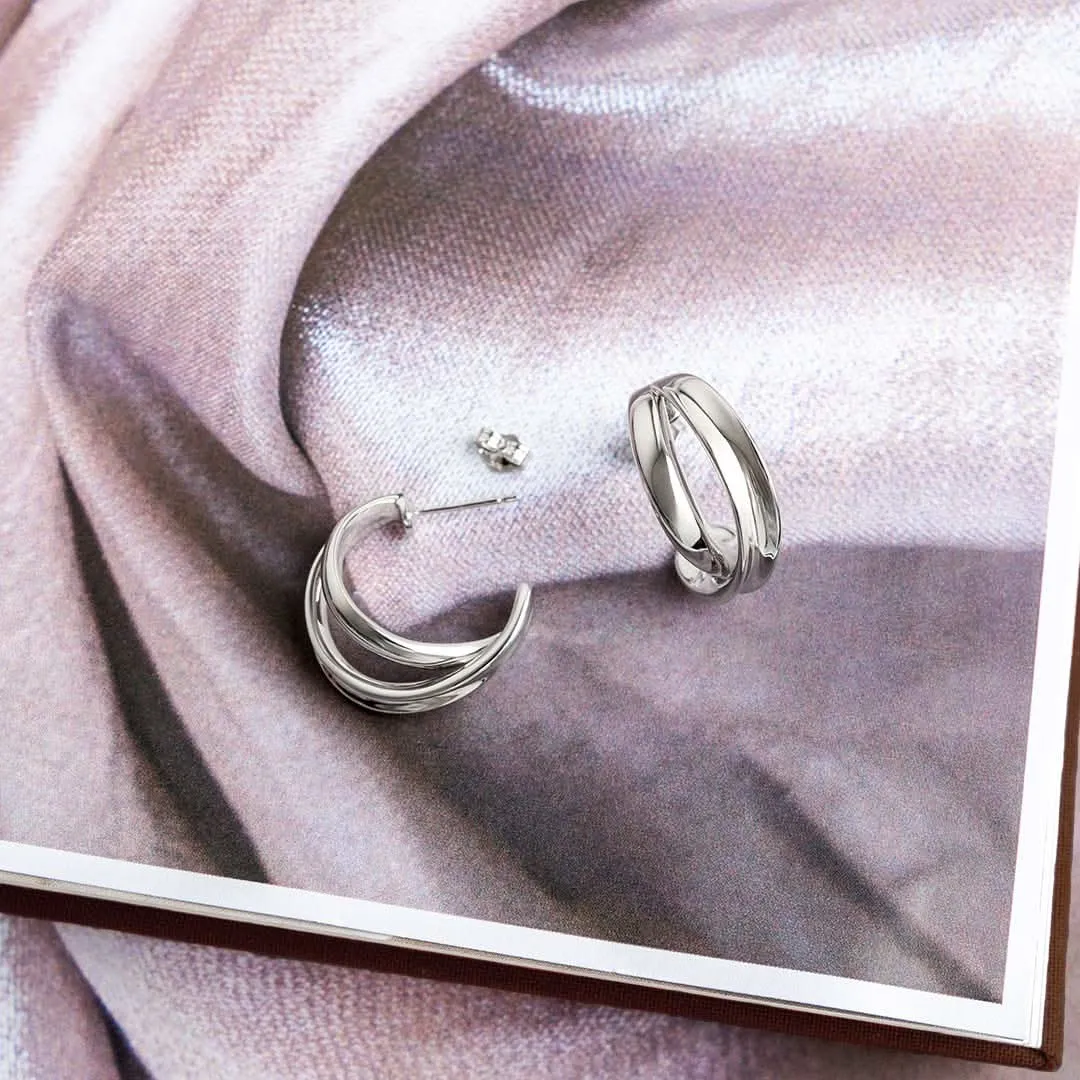 Kit Heath Serenity Grande Cross Over Semi Stud Hoops 61186RP Kit Heath Jewelry And Accessories