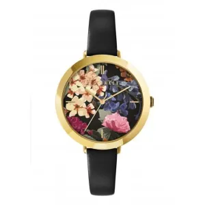 Ladies Ammy Floral  Black Leather Watch BKPAMF101