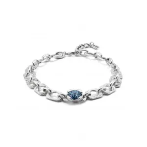 Ladies Silver Rectangular Link Blue Crystal Marvelous Necklace COL1849AZUMTL0U Unode50 Jewelry And Accessories