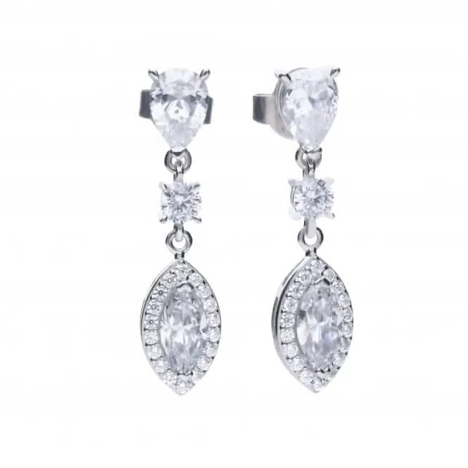 Marquise Pave Surround Cubic Zirconia Drop Earrings E5785 Diamonfire Jewellery
