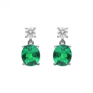 Oval Green Zirconia Drop Earrings E6199 Diamonfire Jewellery