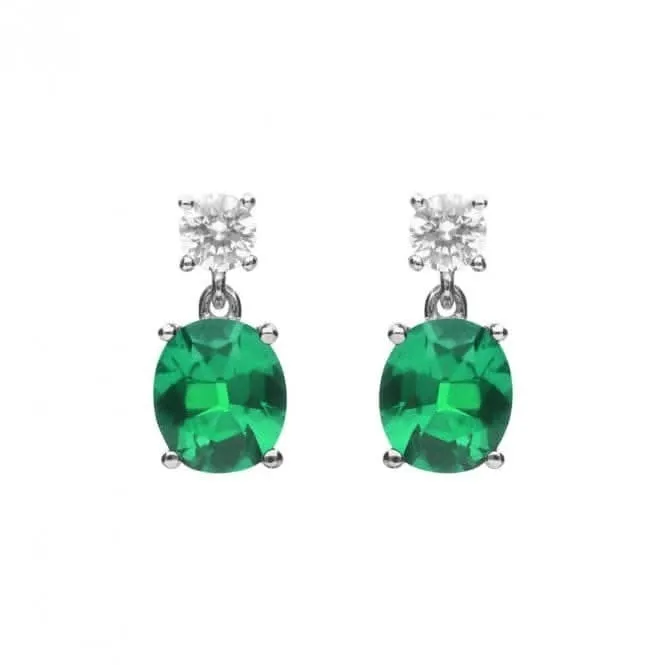 Oval Green Zirconia Drop Earrings E6199 Diamonfire Jewellery