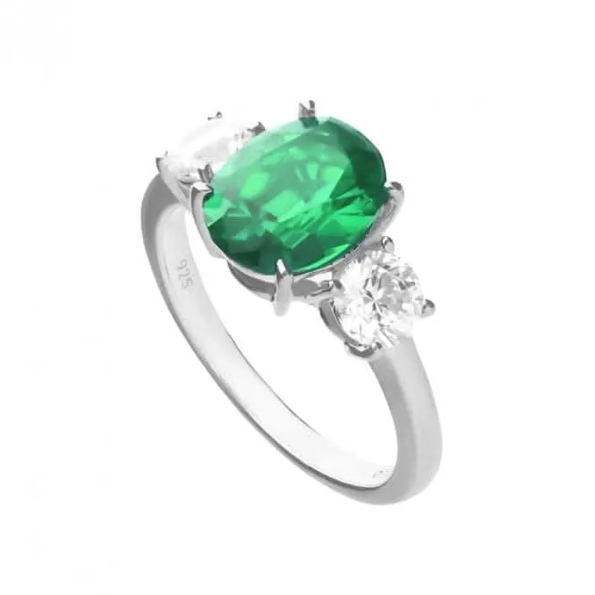 Oval Green Zirconia Trilogy Ring Diamonfire Jewellery