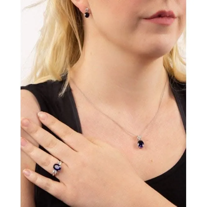 Oval Sapphire Zirconia Drop Pendant P4964 Diamonfire Jewellery