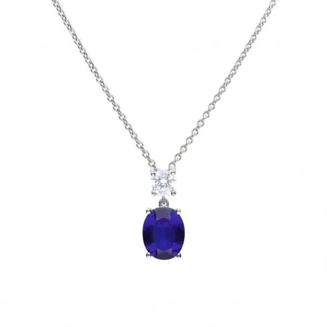 Oval Sapphire Zirconia Drop Pendant P4964 Diamonfire Jewellery
