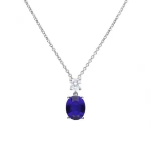 Oval Sapphire Zirconia Drop Pendant P4964 Diamonfire Jewellery