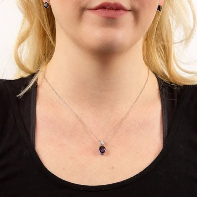 Oval Sapphire Zirconia Drop Pendant P4964 Diamonfire Jewellery