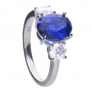 Oval Sapphire Zirconia Trilogy Ring Diamonfire Jewellery