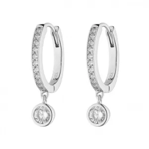 Pave Assembled Hoop Bezel Drop Earrings E6059 Diamonfire Jewellery