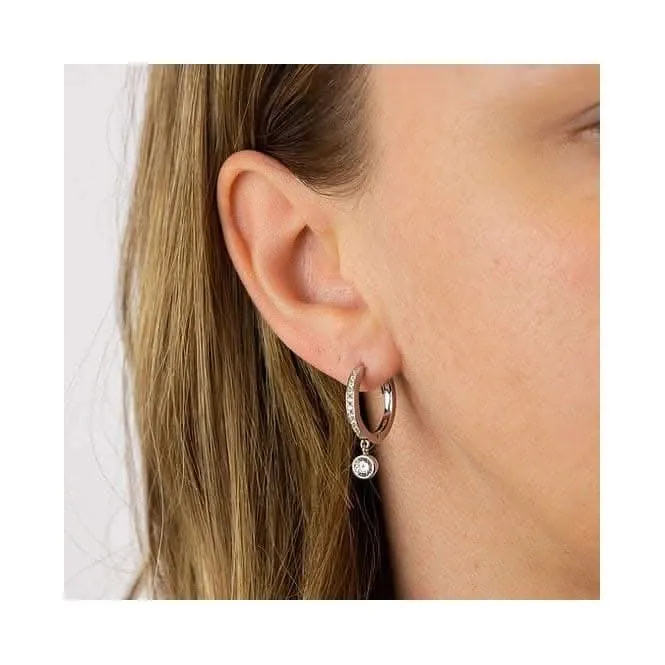 Pave Assembled Hoop Bezel Drop Earrings E6059 Diamonfire Jewellery