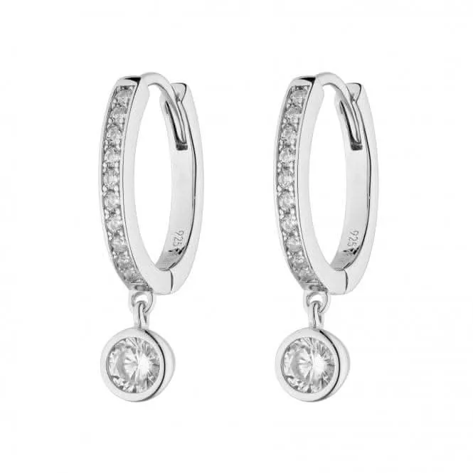 Pave Assembled Hoop Bezel Drop Earrings E6059 Diamonfire Jewellery