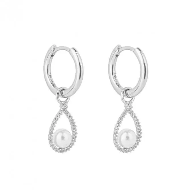 Pave Set Zirconia Teardrop Assembled Shell Pearl Hoop Earrings E6194 Diamonfire Jewellery