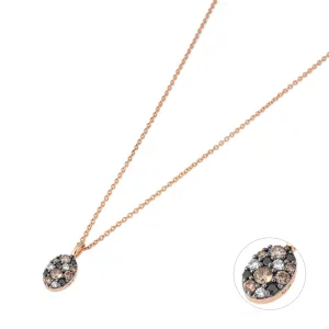 Ponte Vecchio Jewellery Ponte Vecchio 18ct Rose Gold 0.41ct Coloured Diamond Pave Oval Necklace