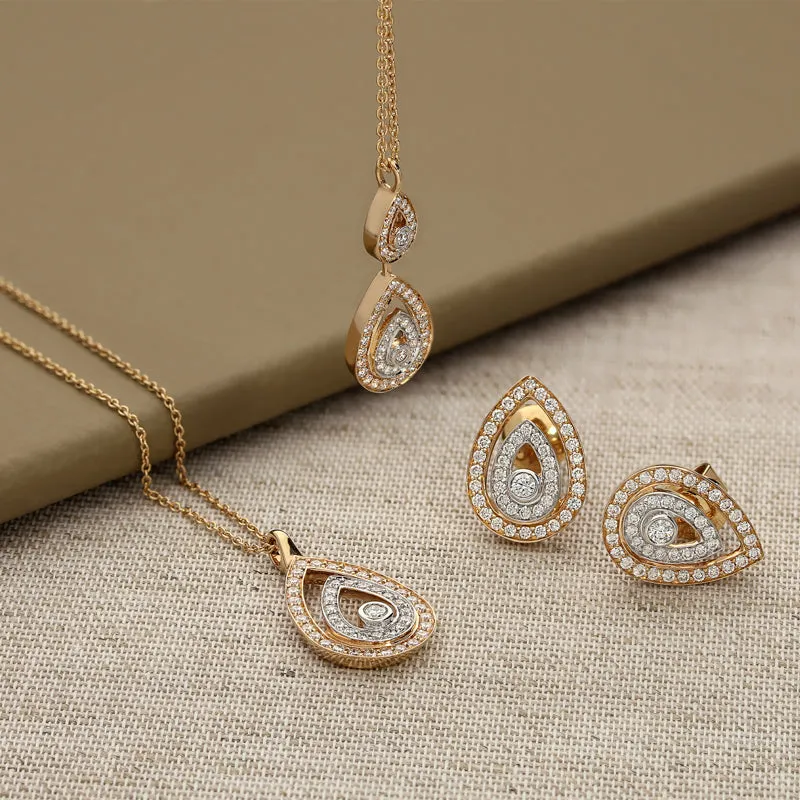 Ponte Vecchio Jewellery Ponte Vecchio 18ct Rose Gold 0.55ct Diamond Pear Earrings D