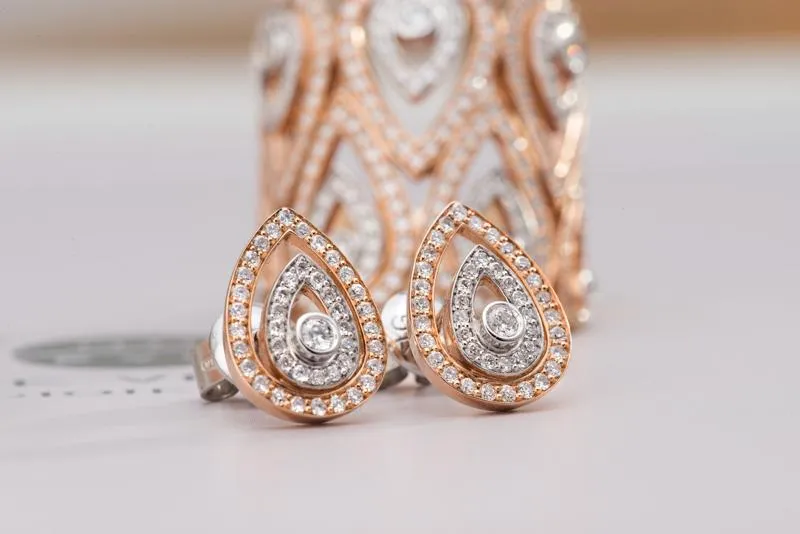 Ponte Vecchio Jewellery Ponte Vecchio 18ct Rose Gold 0.55ct Diamond Pear Earrings D