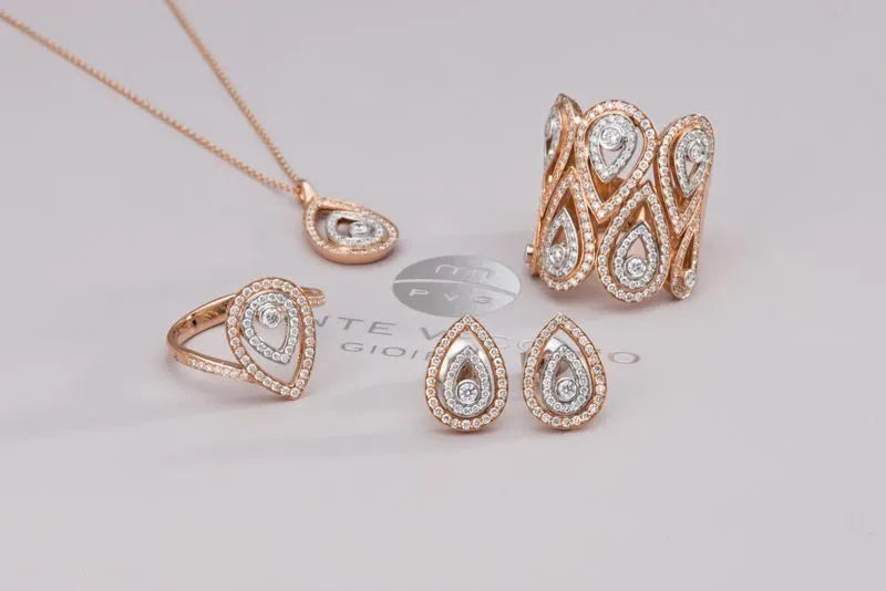 Ponte Vecchio Jewellery Ponte Vecchio 18ct Rose Gold 0.55ct Diamond Pear Earrings D